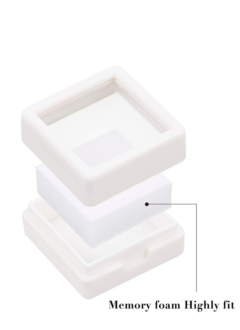 KASTWAVE - Mini Square Acrylic Jewelry Box 36 Pack White Gemstone Display Box Container with Clear Top Lids and Sponge for Festival Gems Coins Jewelry Packing - Image 1