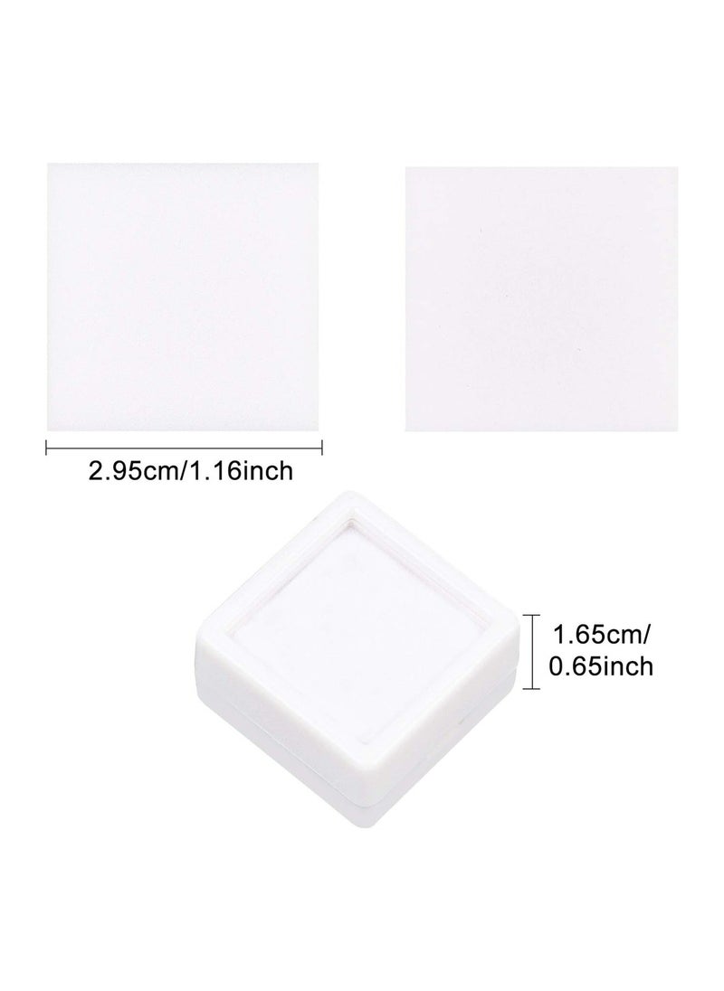 KASTWAVE - Mini Square Acrylic Jewelry Box 36 Pack White Gemstone Display Box Container with Clear Top Lids and Sponge for Festival Gems Coins Jewelry Packing - Image 1