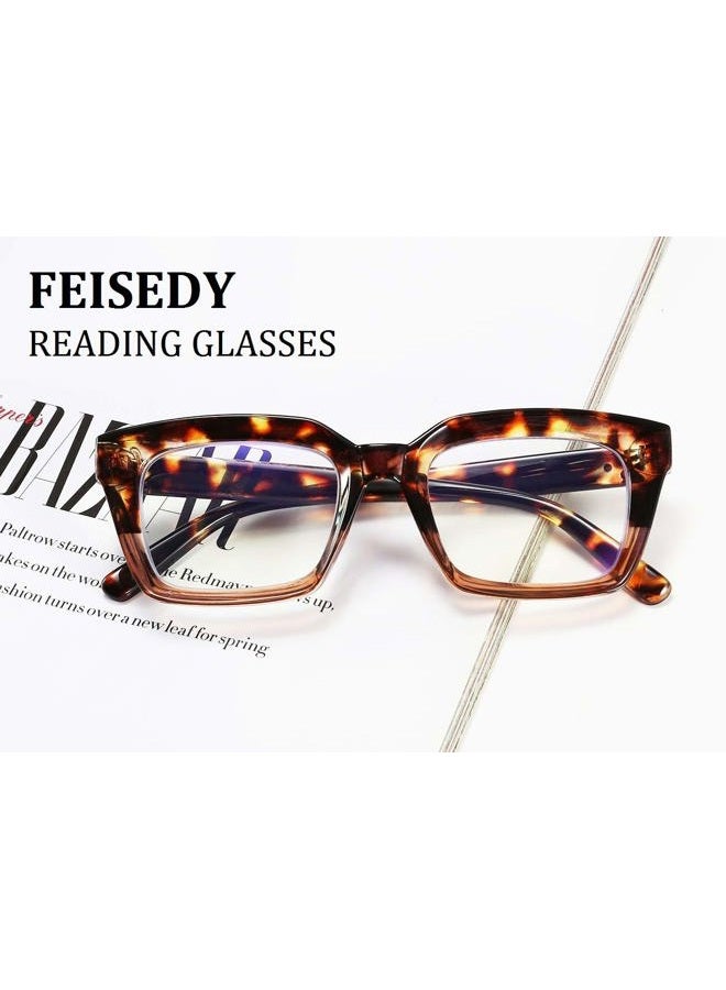 FEISEDY Retro Square Blue Light Blocking Reading Glasses Anti Glare Digital Eyestrain Reader B2479 - Image 2