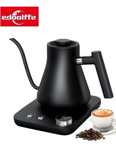 edoolffe Gooseneck Kettle Pour Over Kettle Electric Coffee Kettle Knob Temperature Adjustment with Digital Display Automatic Insulation Stainless Steel 1200W Quick Heating 0.9L for Home and Office Matte Black  - Image 1