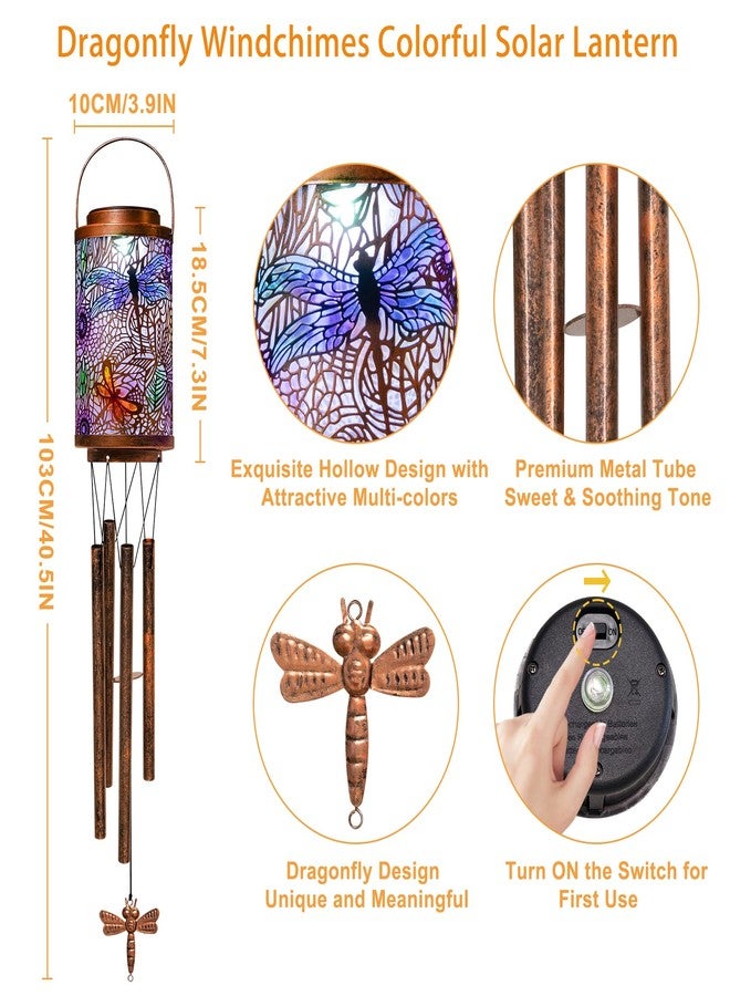 Go2garden Dragonfly Solar Wind Chimes for Outside, Solar Outdoor Lantern Decorative Metal Hanging Lights for Garden, Patio, Yard Decorations, (1Pack) - Image 5