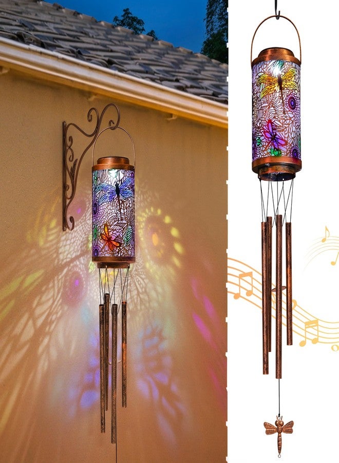 Go2garden Dragonfly Solar Wind Chimes for Outside, Solar Outdoor Lantern Decorative Metal Hanging Lights for Garden, Patio, Yard Decorations, (1Pack) - Image 1