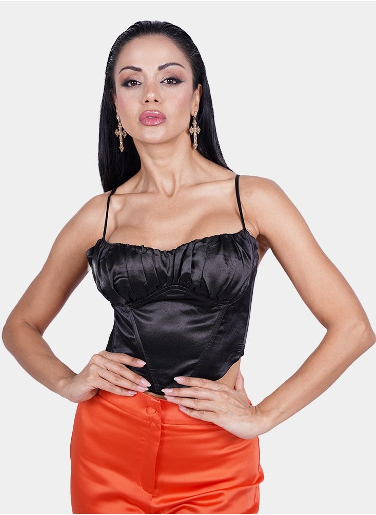 Flashmob Black Satin Corset Top  - Image 1