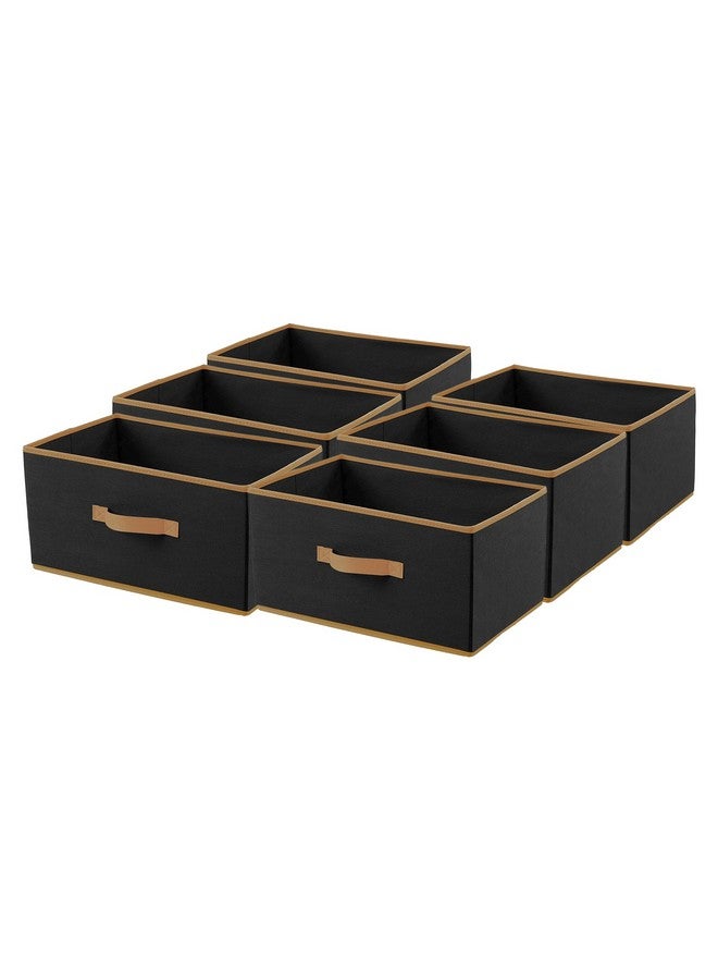 Kuber Industries Pack of 6 Foldable Drawer Storage Box | Cloth Storage Box for Wardrobe | Cupboard Organizer for Books & Toys | Collapsible Storage Box | Black - Image 1
