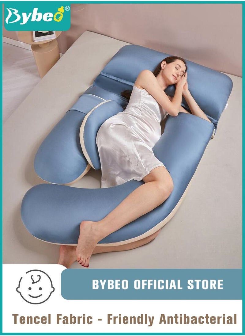 Bybeo Pregnancy Pillows for Sleeping, Maternity Women U Shaped Full Body Pillow with Detachable and Adjustable Cover, Back Support,Made of 60s Lycra silk & Lycra Fiber  - Image 1