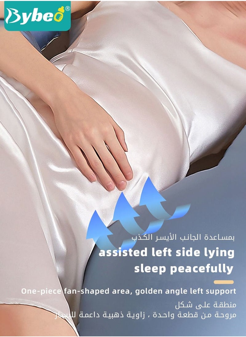 Bybeo Pregnancy Pillows for Sleeping, Maternity Women U Shaped Full Body Pillow with Detachable and Adjustable Cover, Back Support,Made of 60s Lycra silk & Lycra Fiber  - Image 4