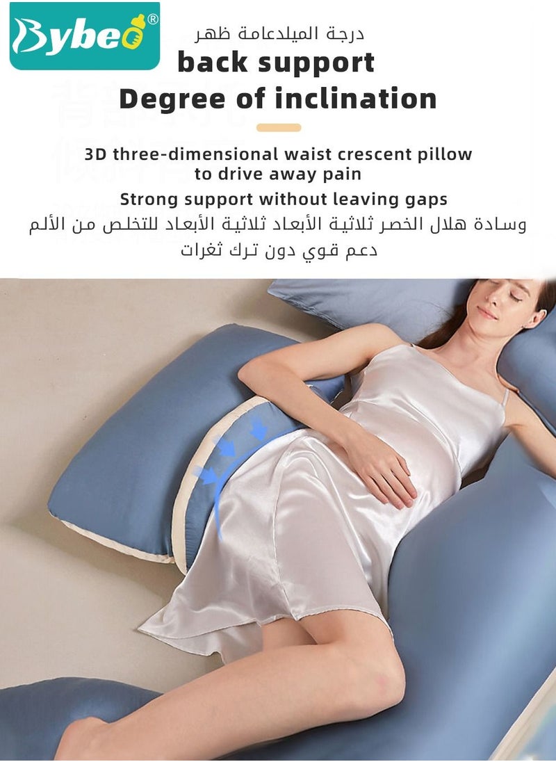 Bybeo Pregnancy Pillows for Sleeping, Maternity Women U Shaped Full Body Pillow with Detachable and Adjustable Cover, Back Support,Made of 60s Lycra silk & Lycra Fiber  - Image 5