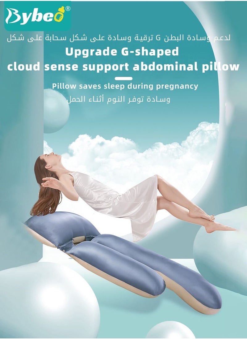 Bybeo Pregnancy Pillows for Sleeping, Maternity Women U Shaped Full Body Pillow with Detachable and Adjustable Cover, Back Support,Made of 60s Lycra silk & Lycra Fiber  - Image 2