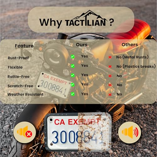 TACTILIAN American Flag Motorcycle License Plate Frame (Black) Rattleproof Silicone Subdued 3D Stars and Stripes US Flag Gloss on Matte Cover, Bike, Harley Motorcycle License Plate Holder Cover - Image 2