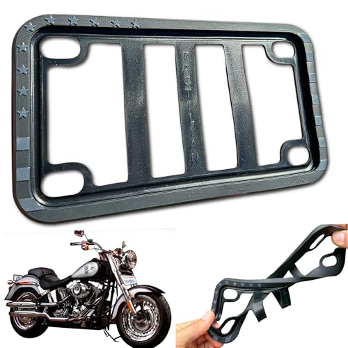 TACTILIAN American Flag Motorcycle License Plate Frame (Black) Rattleproof Silicone Subdued 3D Stars and Stripes US Flag Gloss on Matte Cover, Bike, Harley Motorcycle License Plate Holder Cover - Image 1