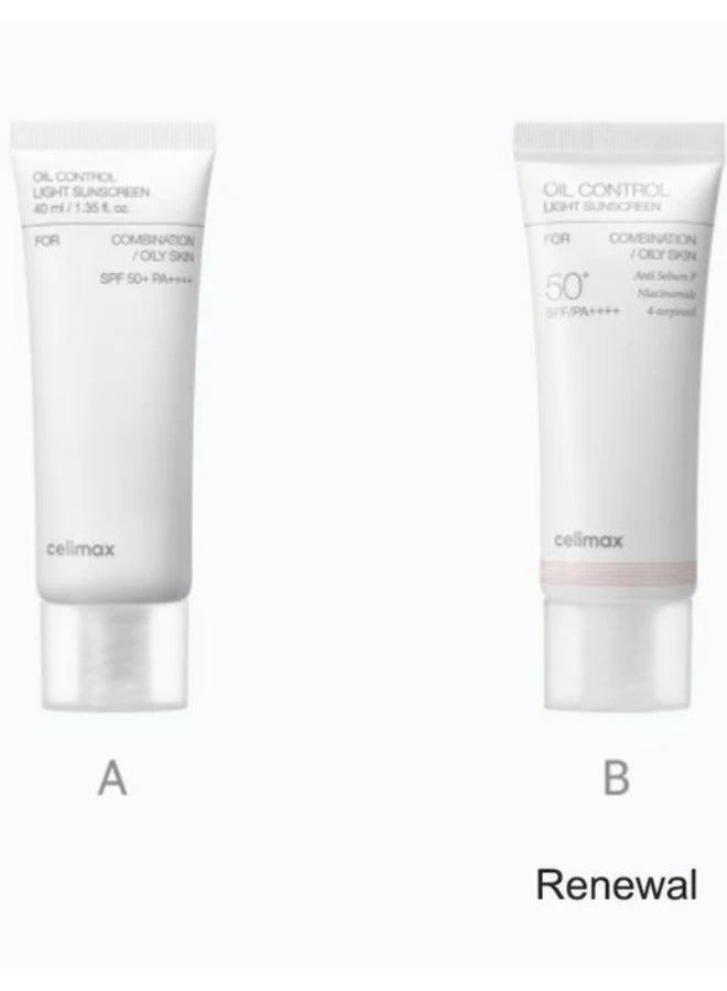 celimax Oil Control Light Sunscreen SPF50+ PA++++ 40ml, Korean Face Sunscreen, Lightweight, Sebum Control, Fragrance-Free, for Sensitive Skin - Image 4