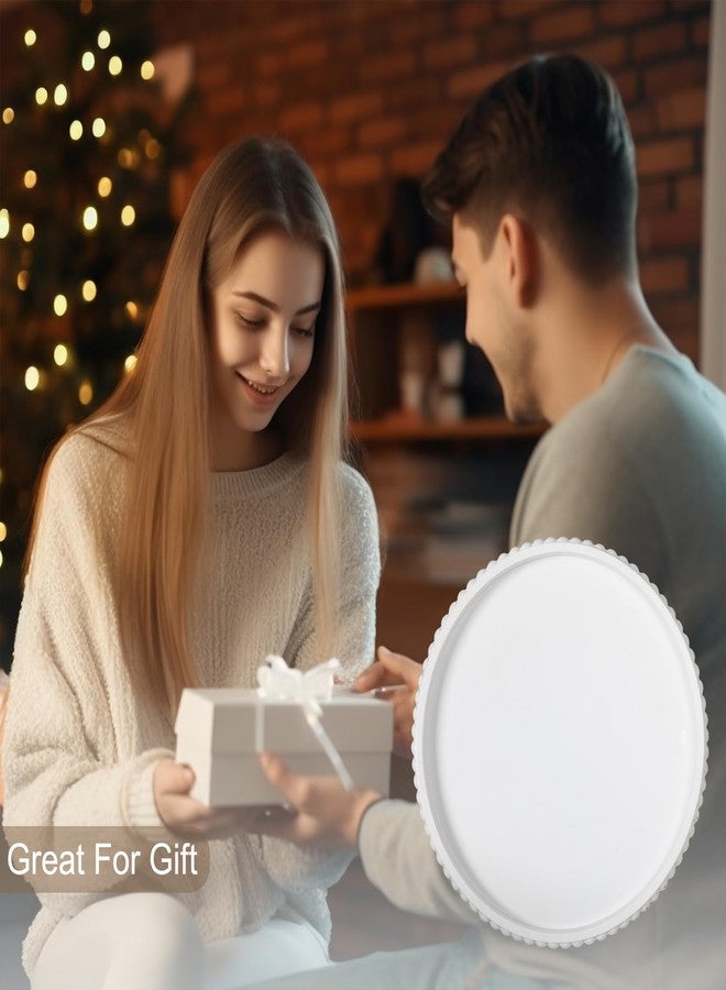 HiddenHomeWor صينية خشبية بيضاء مستديرة مقاس 12 بوصة مزينة بإكليل من الخرز الخشبي لتزيين المنزل - صينية زخرفية لتزيين غرفة المعيشة، طاولة القهوة، المطبخ، حامل شموع بتصميم ريفي عتيق (أبيض) - Image 5
