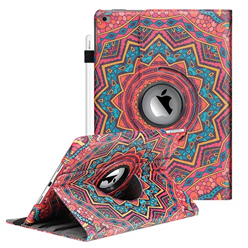 Boxdljh Case for ipad 9.7 inch Case Fit iPad 9.7 2018 2017 / iPad Air 2 / iPad Air -360 Degree Rotating Case Cover for iPad 9.7'' (5th Generation, 6th Genration) with Auto Sleep Wake(Diamond Flower) - Image 1