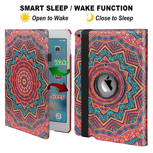 Boxdljh Case for ipad 9.7 inch Case Fit iPad 9.7 2018 2017 / iPad Air 2 / iPad Air -360 Degree Rotating Case Cover for iPad 9.7'' (5th Generation, 6th Genration) with Auto Sleep Wake(Diamond Flower) - Image 3