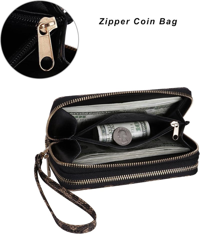 HAWEE Cellphone Wallet for Women Dual Zipper Long Purse with Removable Wristlet - Image 3