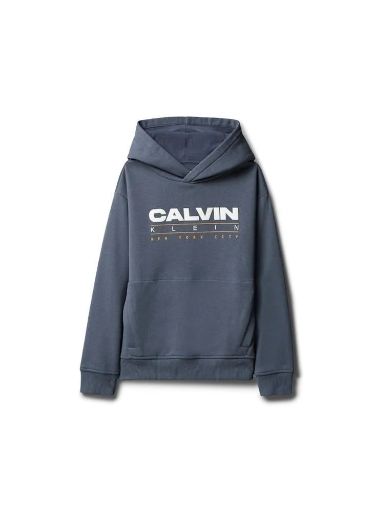 Calvin Klein Jeans Nightshadow Blue Logo Graphic Pocket Hoody for Men | Best Price UAE