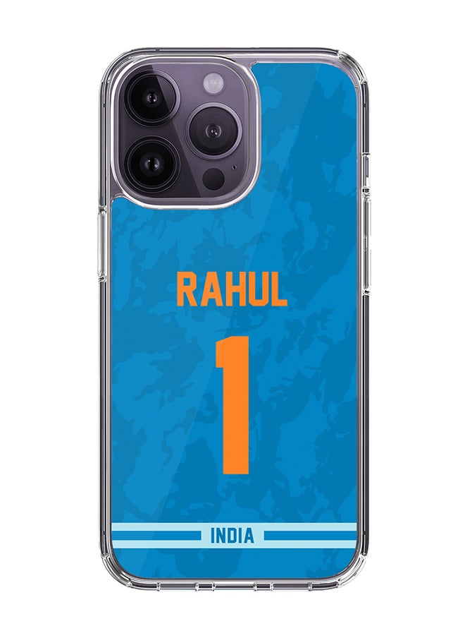 Stylizedd Classic Clear Case for iPhone 14 Pro , Hybrid Soft Case Transparent Cover - Player Name - KL Rahul, Jersey Number- 1 
