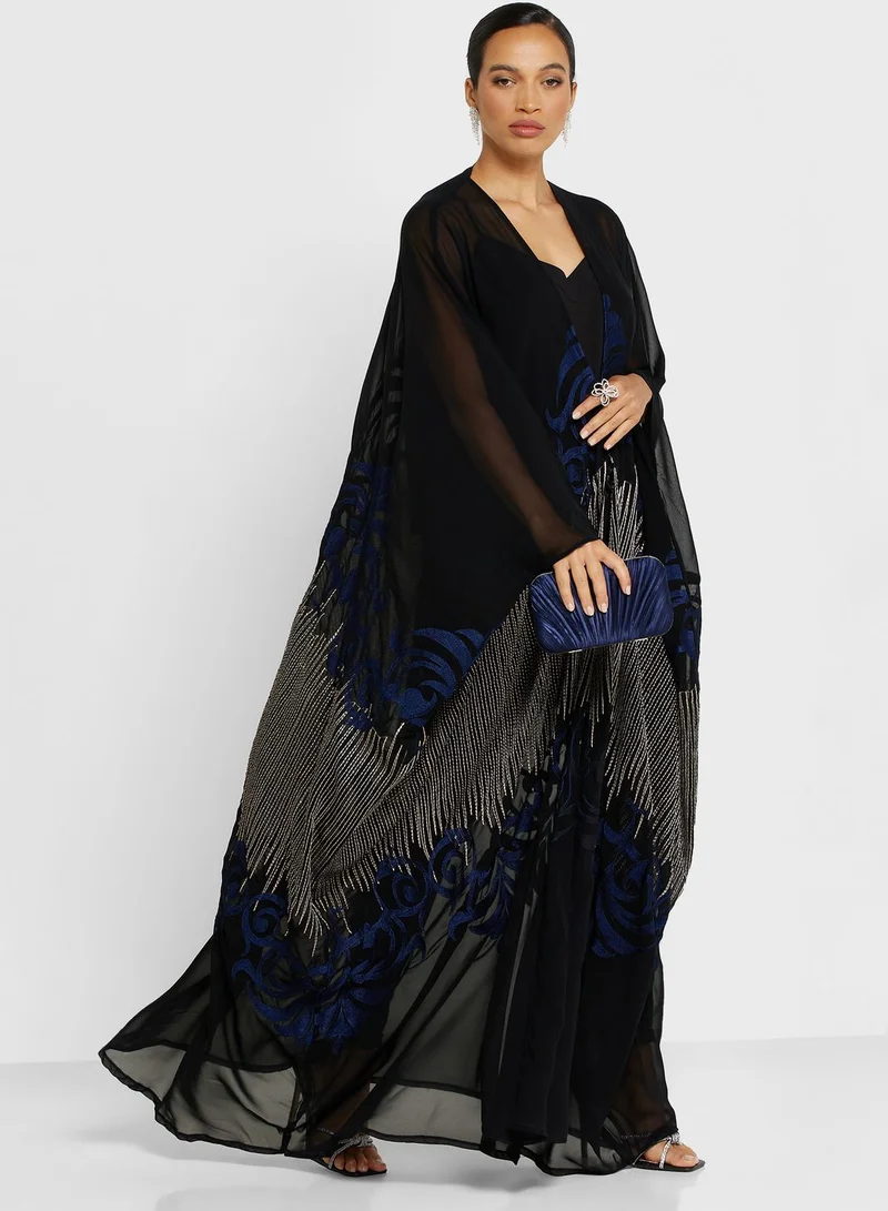 hayas closet Cape Sleeve Embroidered Abaya