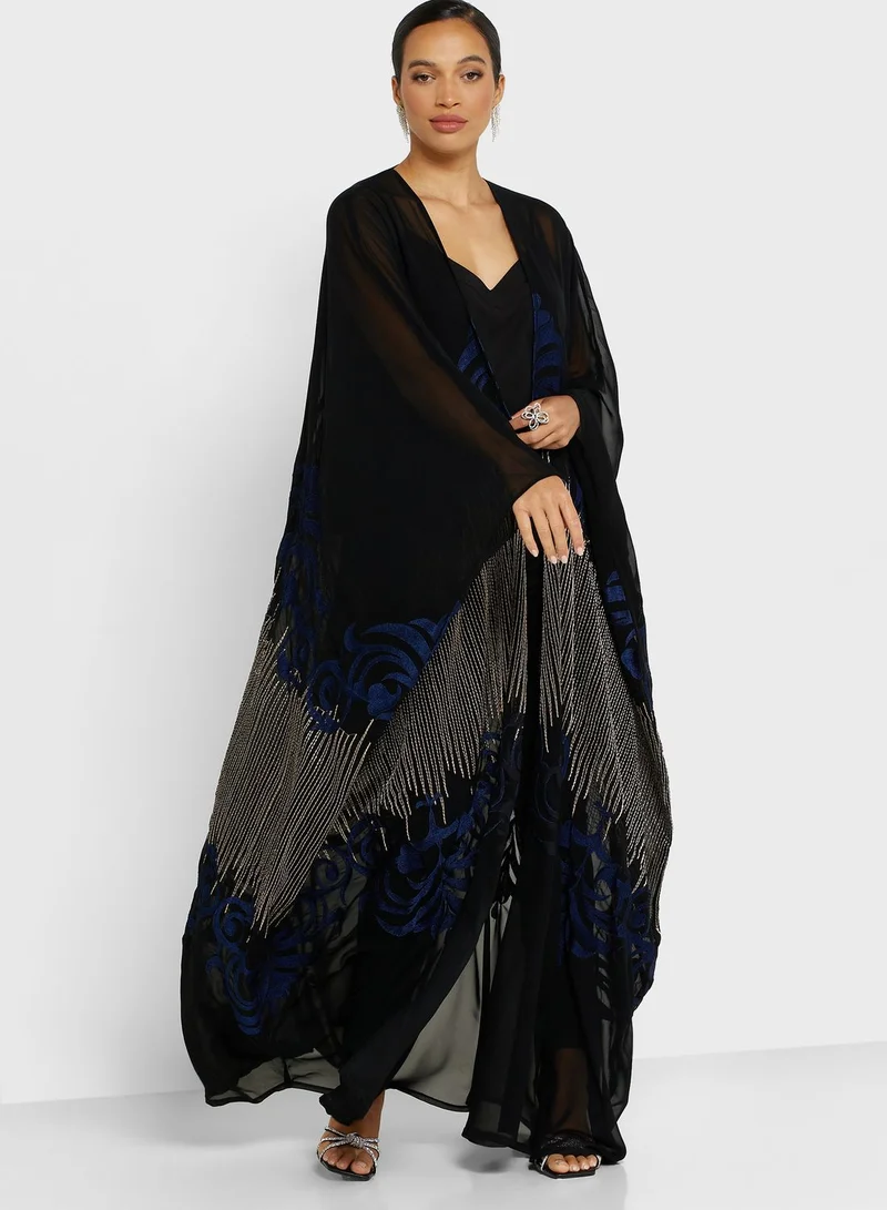 hayas closet Cape Sleeve Embroidered Abaya