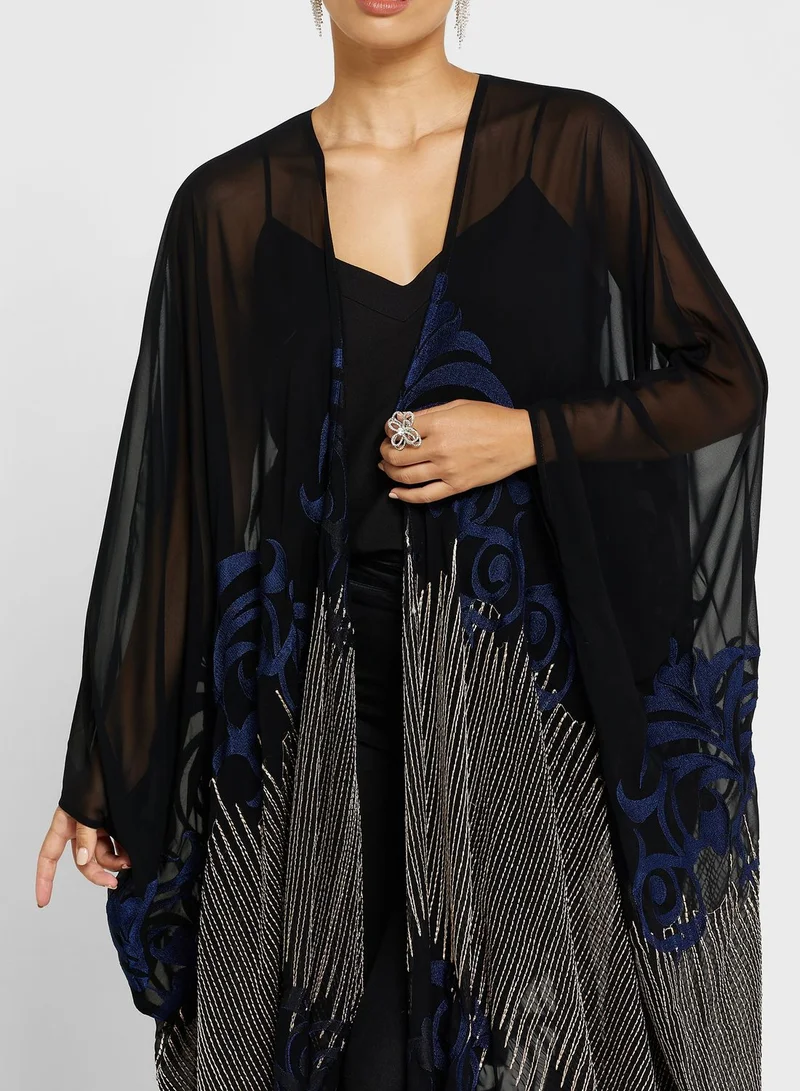 hayas closet Cape Sleeve Embroidered Abaya