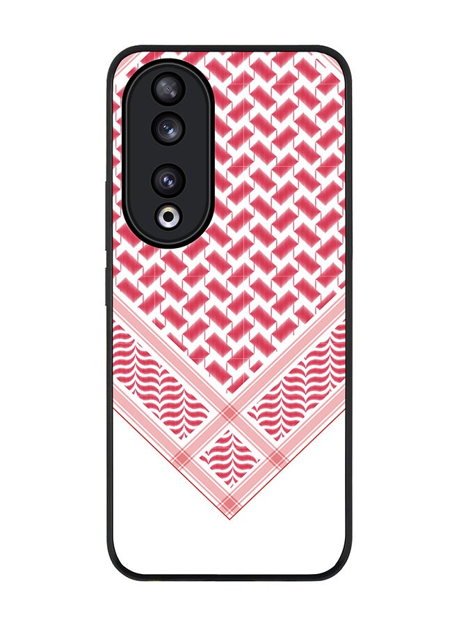 Stylizedd حافظة حواف سوداء متينة لهاتف Honor 90 5G، حافظة مرنة رقيقة من المطاط TPU مع حواف مضادة للسقوط - شماغ النصر (أحمر) - Image 1