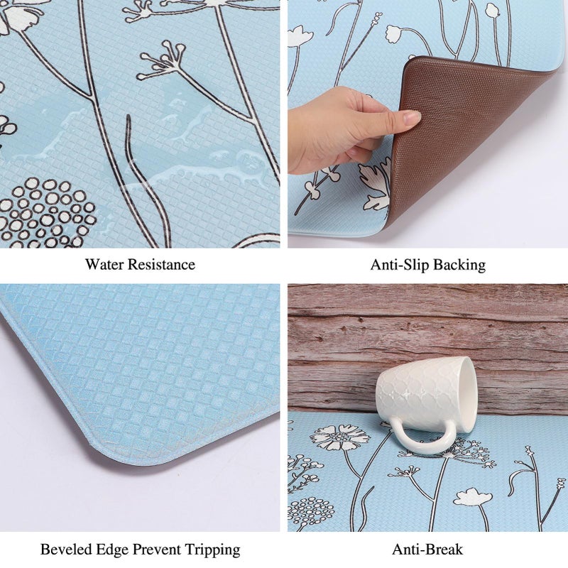 Rempry 2Pcs Kitchen Mat, Cushioned Kitchen Rugs and Mats, Non-Slip Waterproof Comfort Standing Kitchen Floor Mat for Kitchen, Floor Home, Office, Sink 17"x47"+17"x29" (Blue) - Image 5