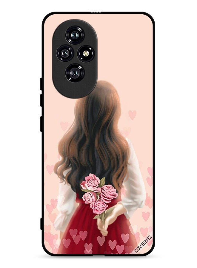 Covernex Honor 200 5G Protective Case Cover Girl Hiding Flowers - Image 1