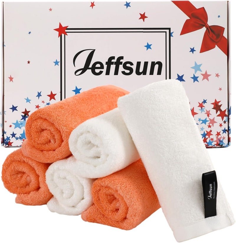 Wash Cloths 6 Pack Super Soft and Gentle Face Towels on Sensitive Skin 13x13 inch Large Bath Washcloths for Face and Body Reusable Makeup Remover Eraser Easy to Rinse White Facial Cleaning Cloths