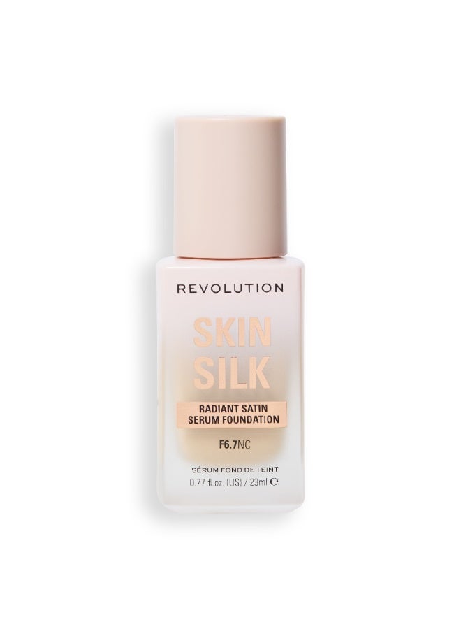 REVOLUTION Makeup Revolution, Skin Silk Serum Foundation, Light to Medium Coverage, Contains Hyaluronic Acid, F 6.7 NC, 23ml - Image 1
