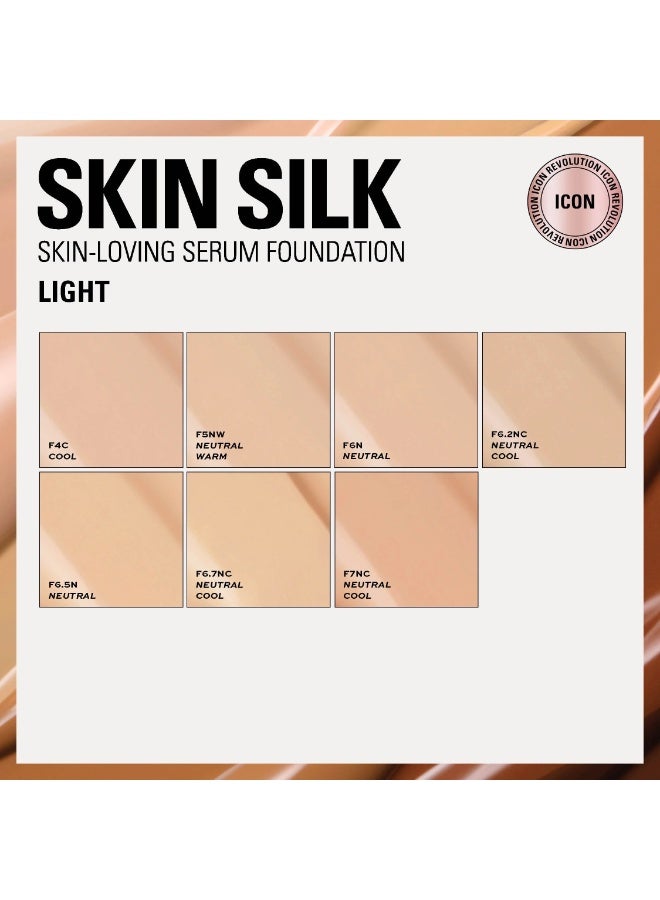 REVOLUTION Makeup Revolution, Skin Silk Serum Foundation, Light to Medium Coverage, Contains Hyaluronic Acid, F 6.7 NC, 23ml - Image 3