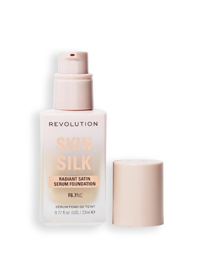 REVOLUTION Makeup Revolution, Skin Silk Serum Foundation, Light to Medium Coverage, Contains Hyaluronic Acid, F 6.7 NC, 23ml - Image 5
