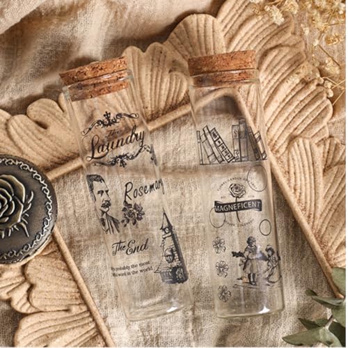R H LIFESTYLE 100 Pcs Vintage Retro Decorative Nature Stickers Japanese Style Journaling Supplies Cute Self Adhesive Kawaii Stickers Set for Scrapbook (Black & White) - Image 3