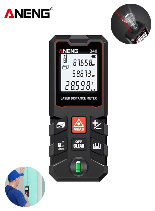 ANENG Laser Measure 40M, Ft/in/M Unit Switch Digital Laser Tape Measure with Bubble Level Laser Measurement Tool, LCD Backlit Laser Distance Measure Pythagorean Mode Area and Volume Measuring - Image 1