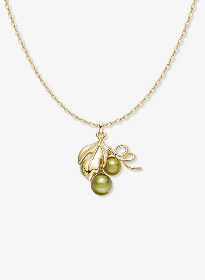 HEFANG Grapes Necklace-Olive Green - Image 1