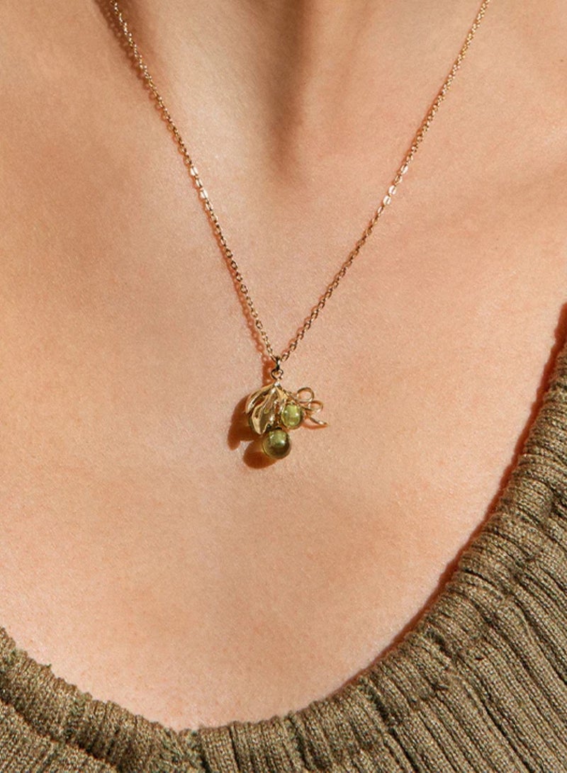 HEFANG Grapes Necklace-Olive Green - Image 2