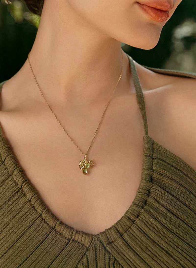 HEFANG Grapes Necklace-Olive Green - Image 3