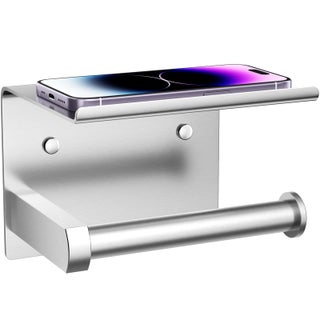 Tindbea Toilet Paper Holder with Phone Shelf  Adhesive or Screw Wall Mount Toilet Tissue Roll Holder  Rustproof & Multifunctional Stainless Steel Bathroom Storage Dispenser (Brushed Nickel) - pzsku/Z96319CA6B80986E81644Z/45/1749718094/c99e3593-83be-4ba3-bcf4-e3cec189d4bd