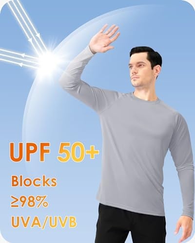 Boladeci Mens Fishing Shirts Long Sleeve UPF 50+ UV Protection Sun Block Cool Athletic Tee Shirts for Hiking, Camping, Surfing, Running (Gray) - Image 2