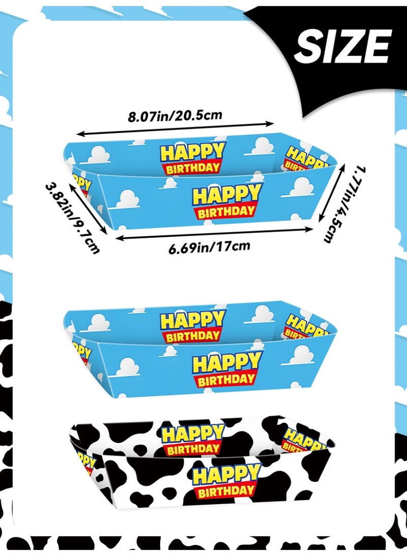 ILovhaprty 24 Pcs Toy Story Paper Food Trays, Disposable Snack Fries Boxes, 2‑Style Cartoon Paper Boat Trays for Kids Birthday Party, Disposable Food Holders for Treats Candy Popcorn Party Favor Supplies - Image 3