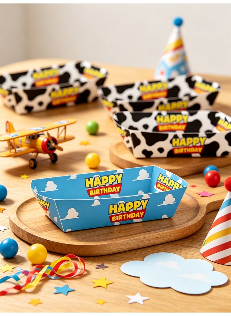 ILovhaprty 24 Pcs Toy Story Paper Food Trays, Disposable Snack Fries Boxes, 2‑Style Cartoon Paper Boat Trays for Kids Birthday Party, Disposable Food Holders for Treats Candy Popcorn Party Favor Supplies - Image 5