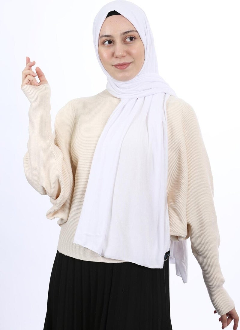 Altobeh Hijab Women's Combed Cotton Shawl Plain - White  - Image 1