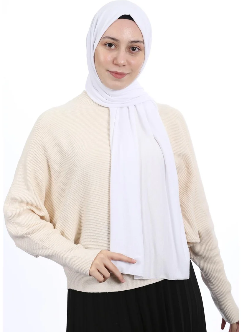 التوبة Hijab Women's Combed Cotton Shawl Plain - White