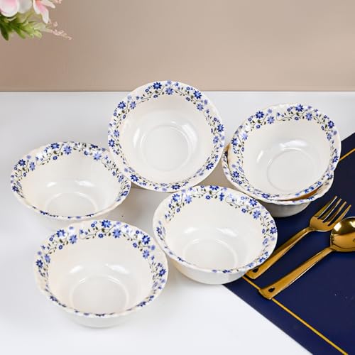 MARKET 99 Melamine Round Shape Hammered Bowls Set of 6 (Each-210ml) | Microwave Safe Serveware Set for Breakfast, Lunch, and Dinner | Stylish Small Serving Bowl for Kitchen Decor - Image 1