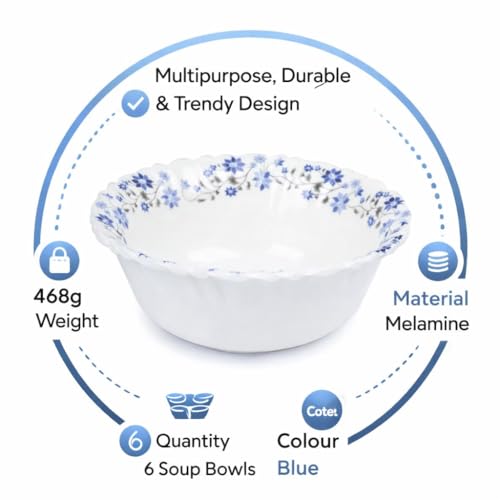 MARKET 99 Melamine Round Shape Hammered Bowls Set of 6 (Each-210ml) | Microwave Safe Serveware Set for Breakfast, Lunch, and Dinner | Stylish Small Serving Bowl for Kitchen Decor - Image 2