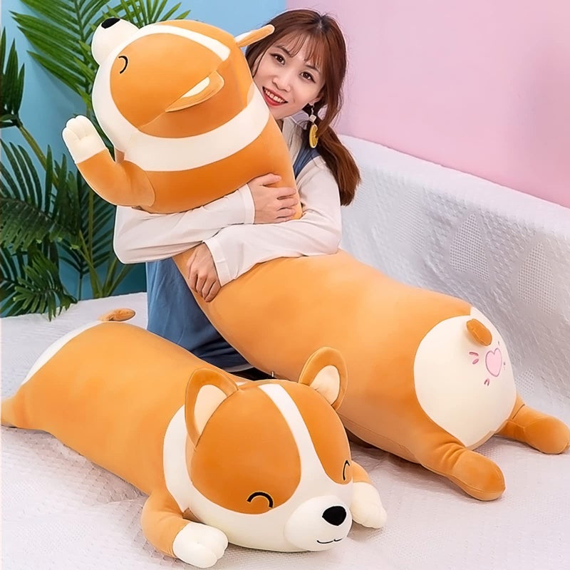 SNOWOLF Shiba Inu Plush Pillow Stuffed Animal Dog 472inch Cute Corgi Akita Soft Plush Toy Comfort Cushion Gifts for Girls Boys Orange 120cm472inch - Image 3