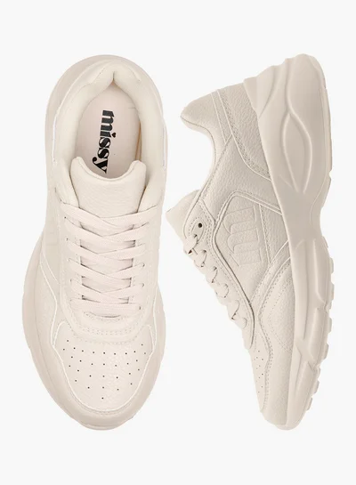 MISSY Women's Monogram Embossed Sneakers with Lace-Up Closure