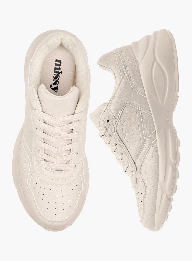 MISSY Women's Monogram Embossed Sneakers with Lace-Up Closure