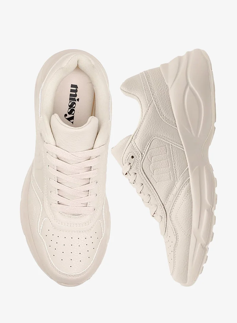 MISSY Women's Monogram Embossed Sneakers with Lace-Up Closure
