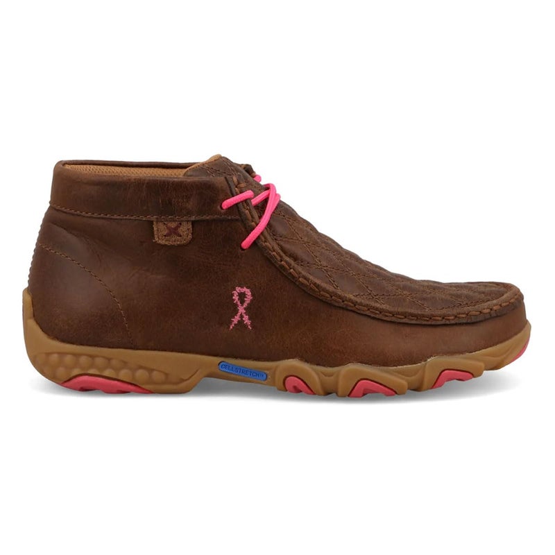 Twisted X Women's Chukka Driving Moc, Moc Toe with CellStretch, Dark Tan & Pink, 8 M - Image 3
