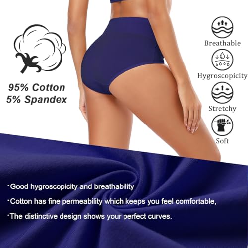 Molasus Women's Soft Cotton Underwear Briefs High Waisted Postpartum Panties Ladies Full Coverage Plus Size Underpants Pack of 5,Large - Image 2